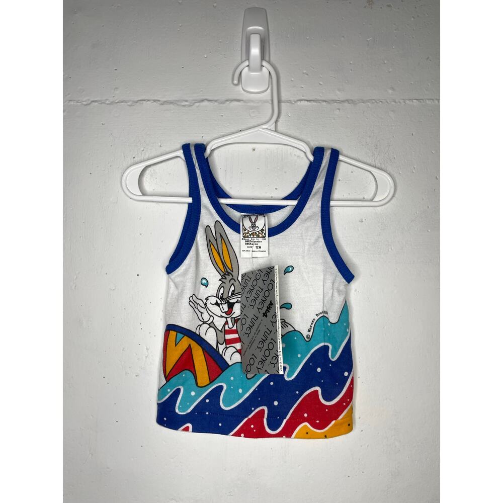 NEW Vintage 1988 Looney Tunes Bugs Bunny Surfing Tank Top Size 12 Mo